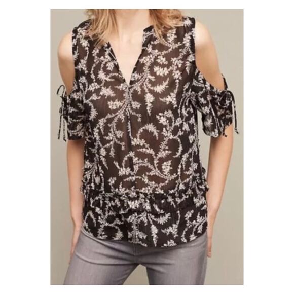 Maeve The Tessa Cold Shoulder Top In Black Size L - Picture 1 of 13